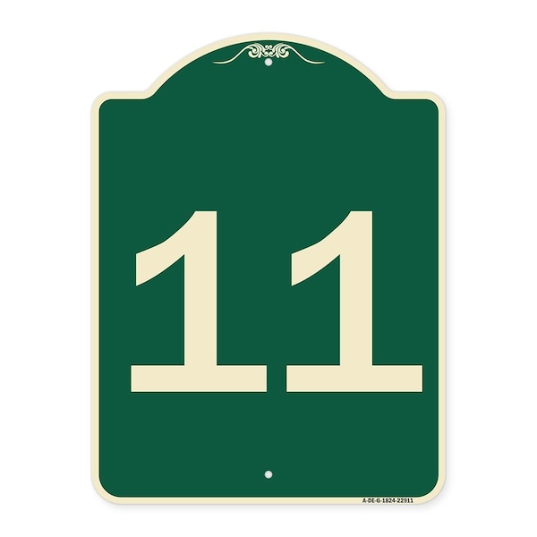 Signmission Sign with Number 11 Heavy-Gauge Aluminum Architectural Sign, 24" x 18", G-1824-22911 A-DES-G-1824-22911 - main